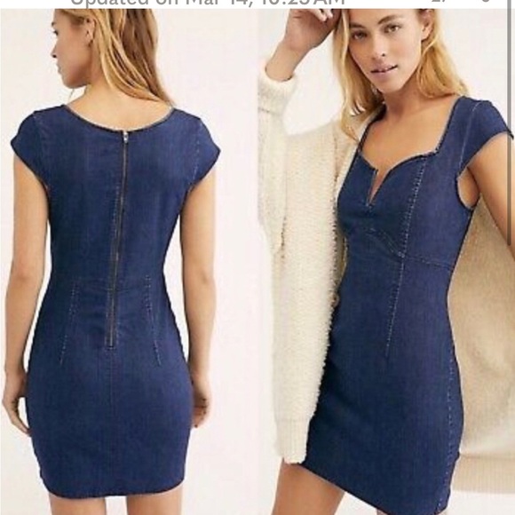 Free People Body Con Sleeveless Denim Dress Dress - 2 - Picture 1 of 5